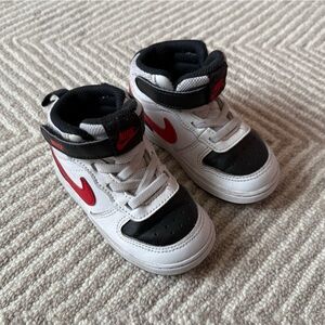 Nike Kids High Top Sneakers in White and Red